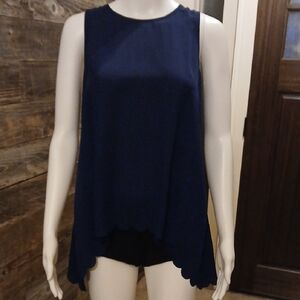 Chic Navy Sleeveless Blouse